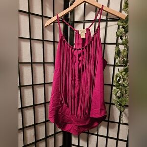 Fringe Detail Magenta Top